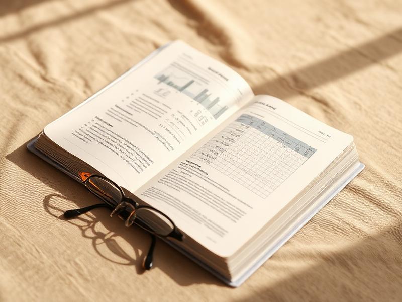 Livro científico de psicologia aberto sobre tecido bege, com óculos de leitura ao lado